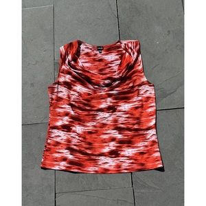 Rafaella Sleeveless Knit Red and White Shell‎ with Cowl Neckline Sz PM